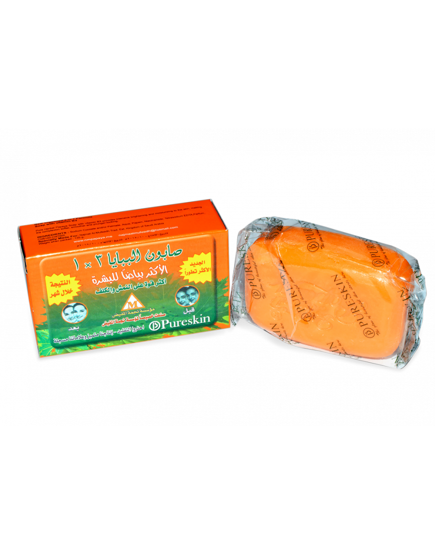 صابون البابايا الطبيعي (تركيبة مطورة 3×1) صابون البابايا الطبيعي (تركيبة مطورة 3×1)