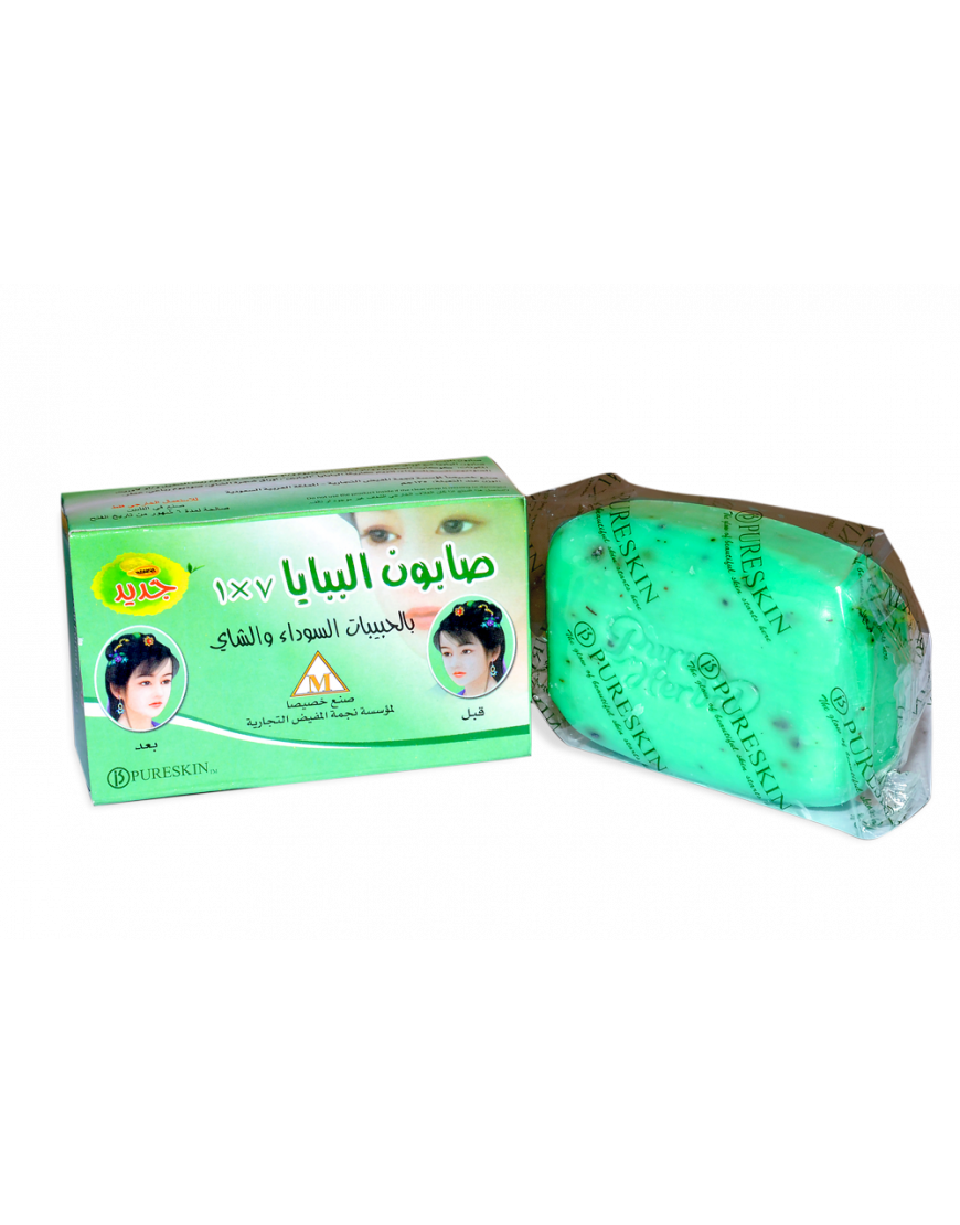 صابون البابايا 7×1 مع أوراق شجرة الشاي والحبة السوداء صابون البابايا 7×1 مع أوراق شجرة الشاي والحبة السوداء
